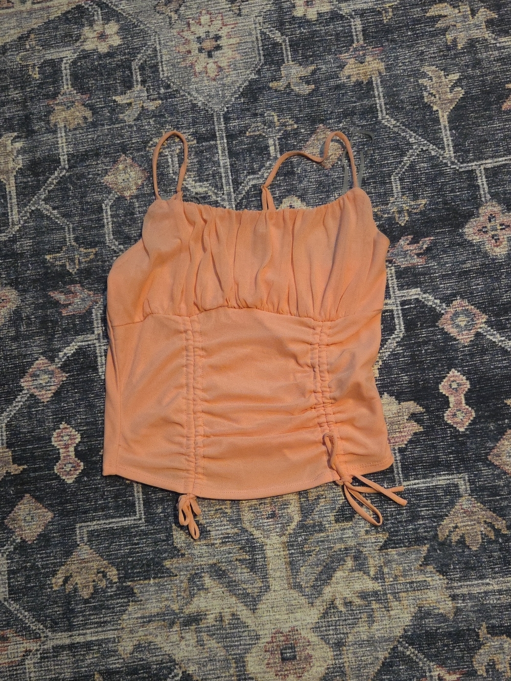 Women’s Peach Spaghetti-Strap Ruched Tank Top